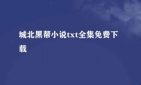 城北黑帮小说txt全集免费下载