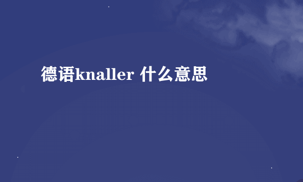 德语knaller 什么意思