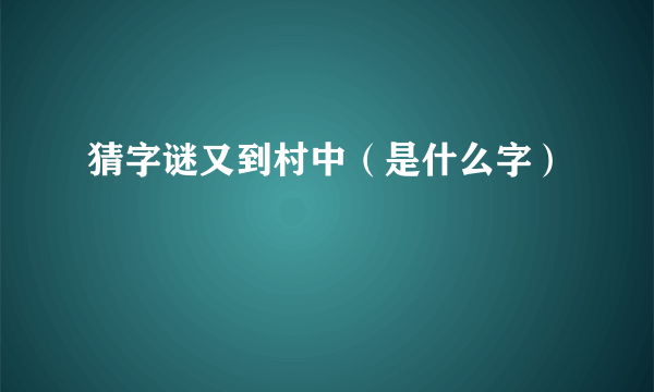 猜字谜又到村中（是什么字）