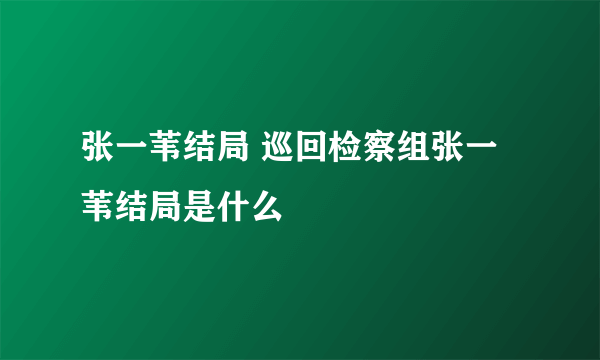 张一苇结局 巡回检察组张一苇结局是什么