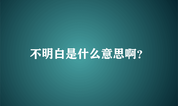 不明白是什么意思啊？