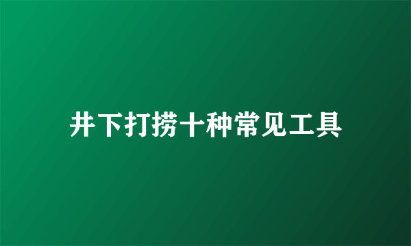 井下打捞十种常见工具