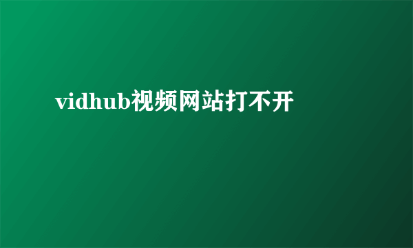 vidhub视频网站打不开