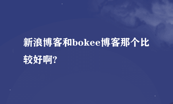 新浪博客和bokee博客那个比较好啊?