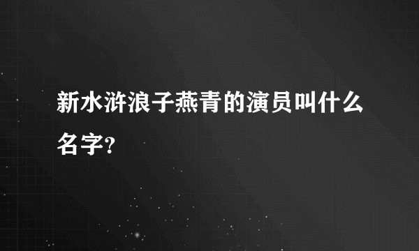 新水浒浪子燕青的演员叫什么名字？