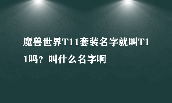 魔兽世界T11套装名字就叫T11吗？叫什么名字啊