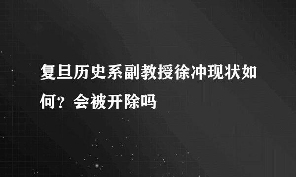 复旦历史系副教授徐冲现状如何？会被开除吗