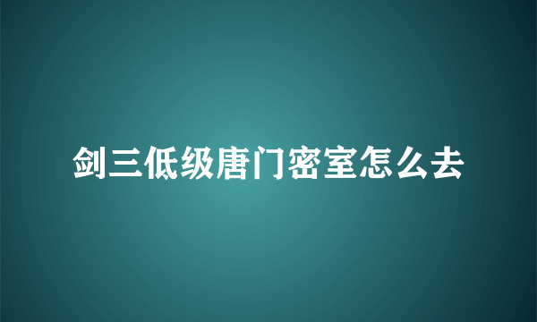 剑三低级唐门密室怎么去