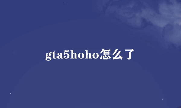 gta5hoho怎么了