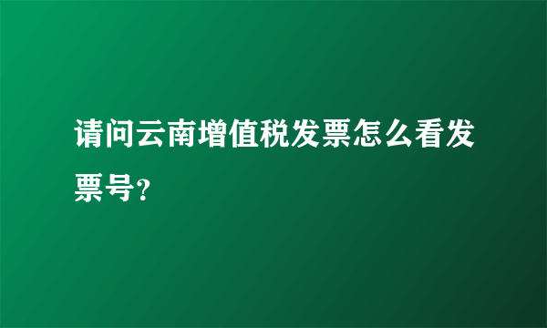 请问云南增值税发票怎么看发票号？