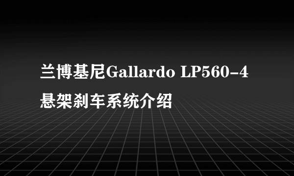 兰博基尼Gallardo LP560-4悬架刹车系统介绍