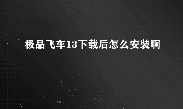 极品飞车13下载后怎么安装啊