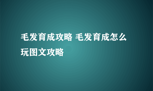 毛发育成攻略 毛发育成怎么玩图文攻略