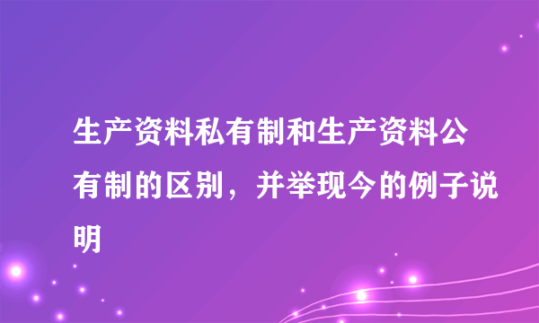 生产资料私有制和生产资料公有制的区别，并举现今的例子说明