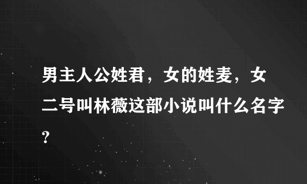 男主人公姓君，女的姓麦，女二号叫林薇这部小说叫什么名字？