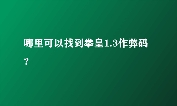 哪里可以找到拳皇1.3作弊码？