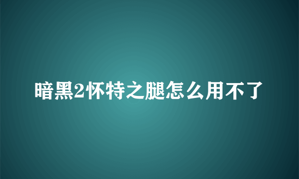 暗黑2怀特之腿怎么用不了