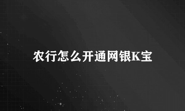 农行怎么开通网银K宝