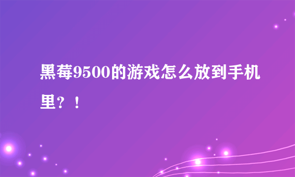 黑莓9500的游戏怎么放到手机里？！