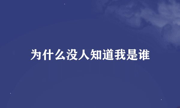 为什么没人知道我是谁