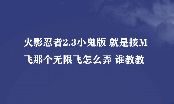 火影忍者2.3小鬼版 就是按M飞那个无限飞怎么弄 谁教教