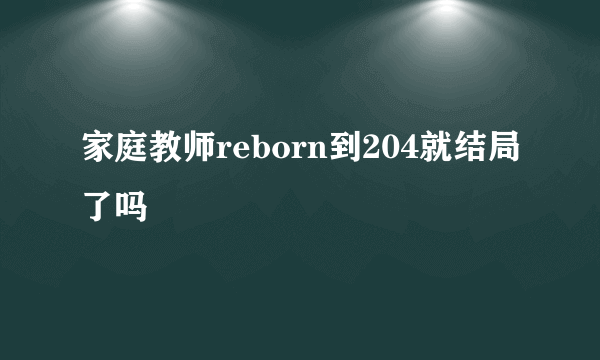 家庭教师reborn到204就结局了吗