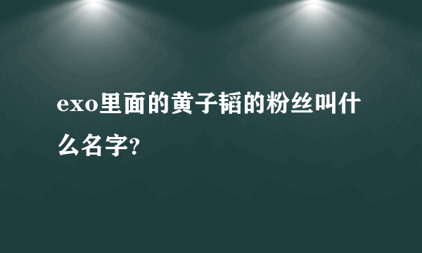 exo里面的黄子韬的粉丝叫什么名字？