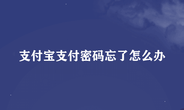 支付宝支付密码忘了怎么办