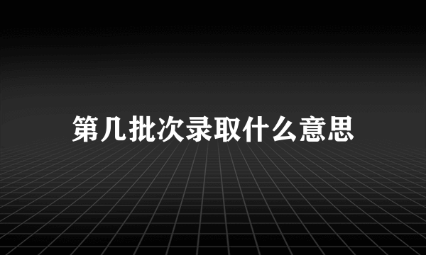 第几批次录取什么意思