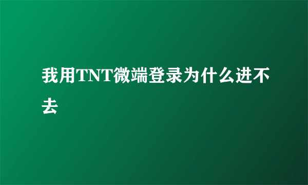 我用TNT微端登录为什么进不去