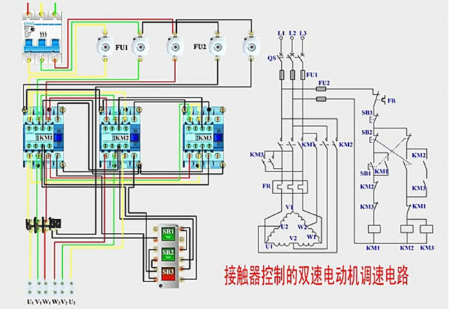 求双速电机接线图，需要详细的元件，越详细越好。谢谢