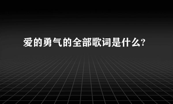 爱的勇气的全部歌词是什么?