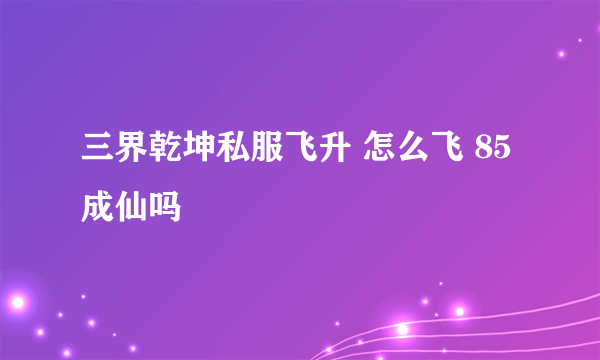 三界乾坤私服飞升 怎么飞 85成仙吗