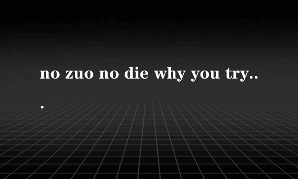 no zuo no die why you try什么意思