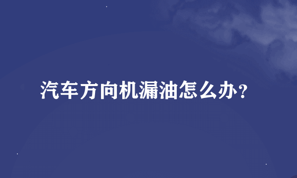 汽车方向机漏油怎么办？