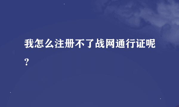 我怎么注册不了战网通行证呢？