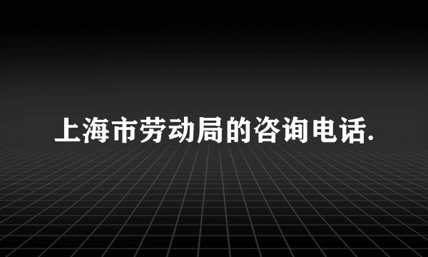 上海市劳动局的咨询电话.