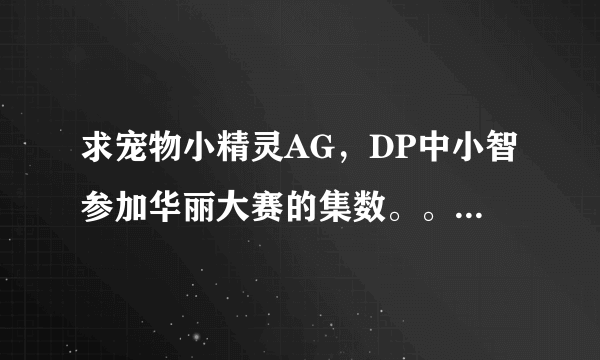 求宠物小精灵AG，DP中小智参加华丽大赛的集数。。给出列表，谢谢！！