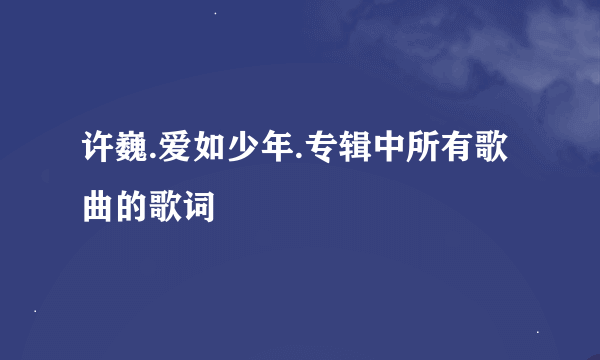 许巍.爱如少年.专辑中所有歌曲的歌词