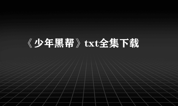 《少年黑帮》txt全集下载