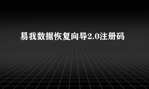 易我数据恢复向导2.0注册码