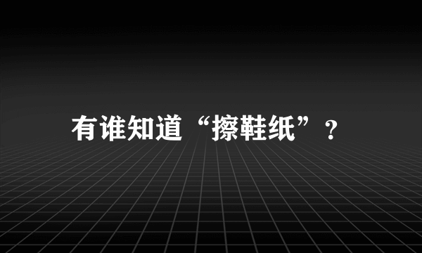 有谁知道“擦鞋纸”？