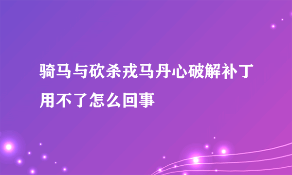 骑马与砍杀戎马丹心破解补丁用不了怎么回事