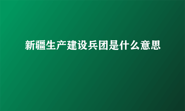 新疆生产建设兵团是什么意思