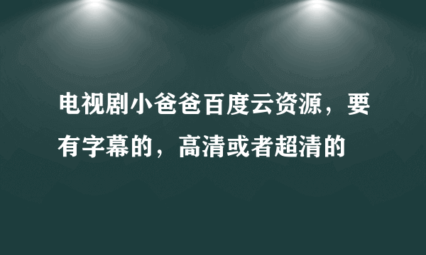 电视剧小爸爸百度云资源，要有字幕的，高清或者超清的