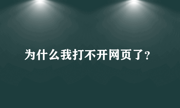 为什么我打不开网页了？