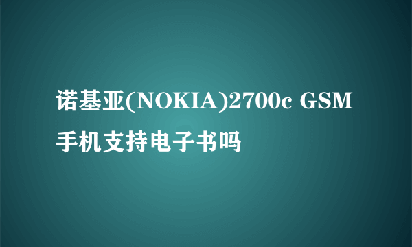 诺基亚(NOKIA)2700c GSM手机支持电子书吗