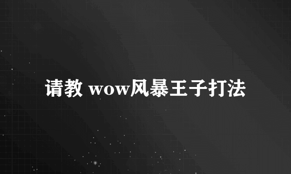 请教 wow风暴王子打法