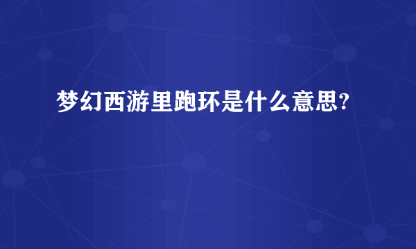 梦幻西游里跑环是什么意思?