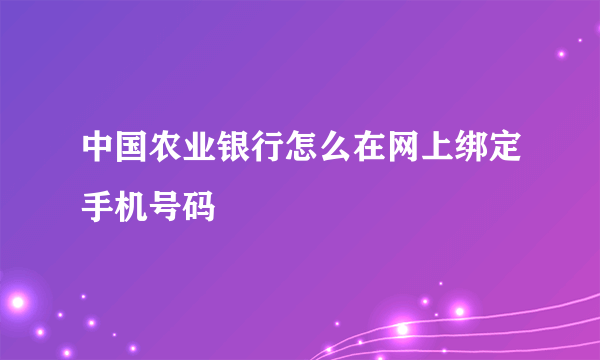 中国农业银行怎么在网上绑定手机号码